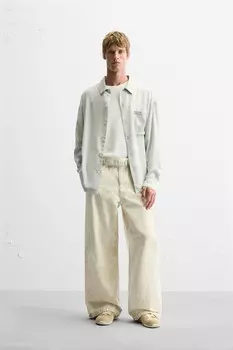 Брюки с абстрактным принтом ZARA, песочный