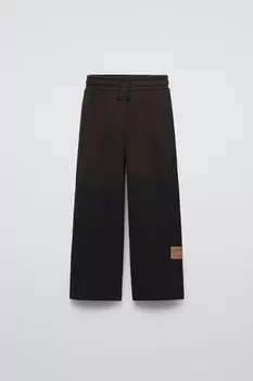 Брюки с эффектом потертости и этикеткой ZARA, темно-коричневый