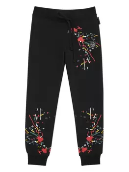 Брюки с эффектом разбрызганной краски Philipp Plein Junior, черный