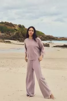 Брюки с эффектом стирки ZARA, цвет Dusty pink