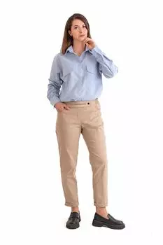 Брюки с эластичной талией Fold Your Mind, бежевый