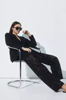 Брюки с английской вышивкой H&M, черный