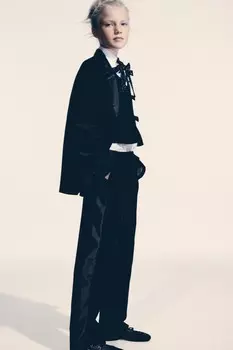 Брюки с атласной боковой отстрочкой ZARA, черный