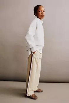 Брюки с боковой отстрочкой ZARA, кэмел