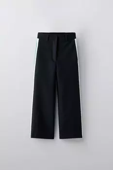 Брюки с боковой отстрочкой ZARA, темно-синий