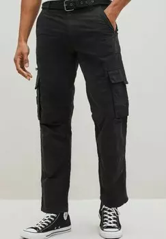 Брюки с боковыми карманами BELTED TECH CARGO TROUSERS RELAXED FIT Next, черный