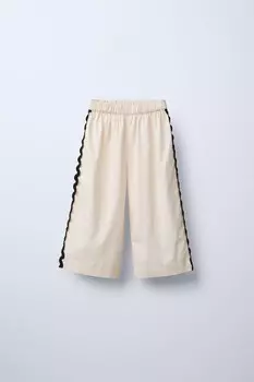 Брюки с боковыми волнами ZARA, экрю