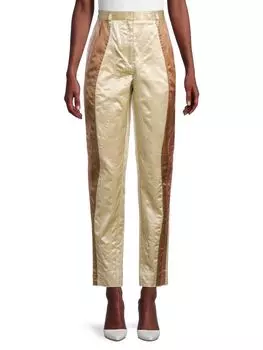 Брюки с цветными блоками на подкладке из купро Bottega Veneta, цвет Brown Yellow