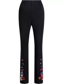 Брюки с цветочной вышивкой Cinq A Sept, черный