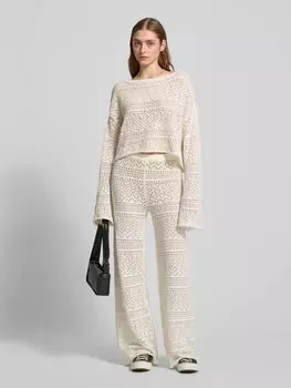 Брюки с цветочной вышивкой Review, кремовый