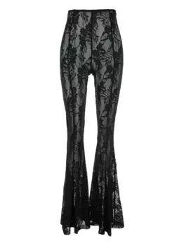 Брюки с цветочным кружевом Norma Kamali, черный