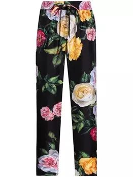 Брюки с цветочным принтом Dolce & Gabbana, черный