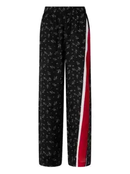 Брюки с цветочным принтом и лампасами PINKO, черный
