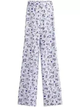 Брюки с цветочным принтом Lanvin, белый