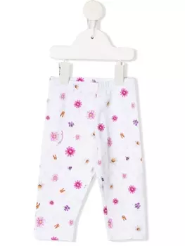 Брюки с цветочным принтом Monnalisa, белый