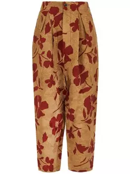 Брюки с цветочным принтом Uma Wang, нейтральный цвет