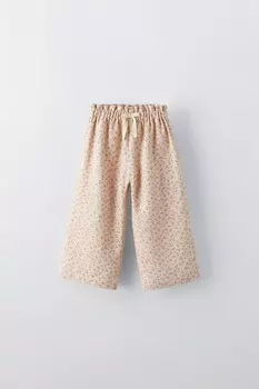 Брюки с цветочным рисунком ZARA, цвет stone
