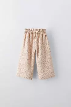 Брюки с цветочным рисунком ZARA, цвет stone