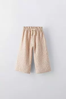 Брюки с цветочным рисунком ZARA, цвет stone