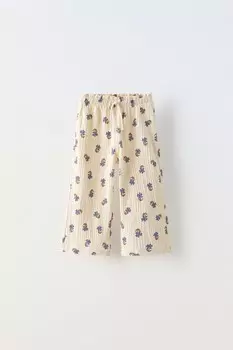 Брюки с цветочным узором ZARA, цвет lavender