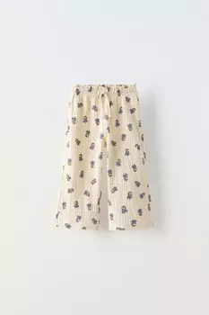 Брюки с цветочным узором ZARA, цвет lavender