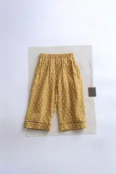 Брюки с цветочным узором ZARA, охра