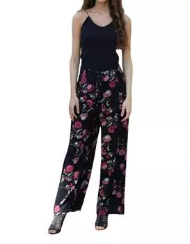 Брюки с цветочными кисточками Blooming Floral Tassel Pant черного цвета Angie