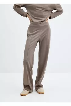 Брюки с декоративной строчкой Mango, коричневый