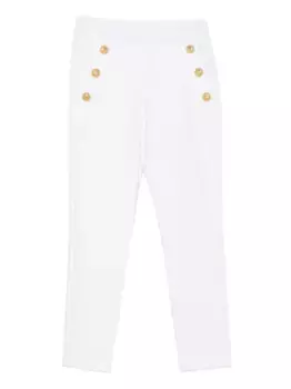 Брюки с декоративными пуговицами Balmain Kids, белый