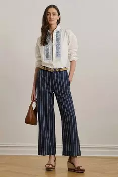 Брюки с добавлением льна Lauren Ralph Lauren, темно-синий