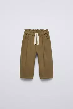 Брюки с дропытками ZARA, хаки