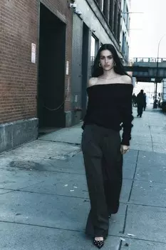 Брюки с дропытками ZARA, темный антрацит