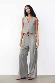 Брюки с двойной складкой ZARA, серый