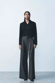 Брюки с двойной складкой ZARA, темно-серый