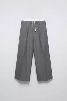 Брюки с двойным поясом ZARA, серый