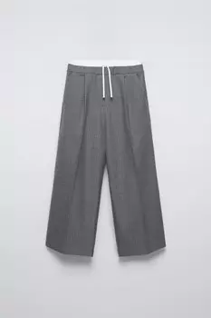 Брюки с двойным поясом ZARA, серый