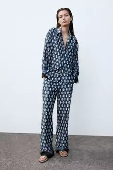 Брюки с геометрическим принтом ZARA, цвет Blues