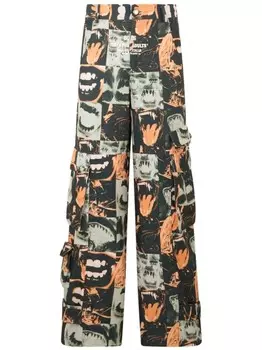 Брюки с графическим принтом GCDS, черный