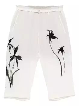 Брюки с графичным принтом Yohji Yamamoto, белый