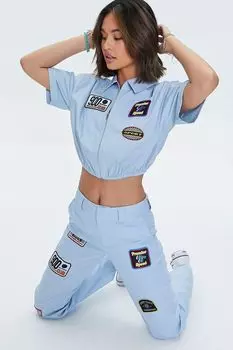 Брюки с изображением клубной нашивки серии 900 Forever 21, синий