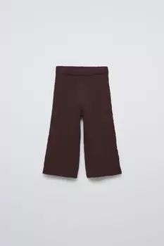 Брюки с кабельной трикотажной плеткой ZARA, цвет chocolate
