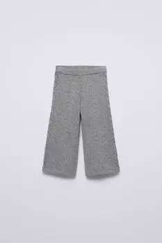 Брюки с кабельной трикотажной плеткой ZARA, серый мергель