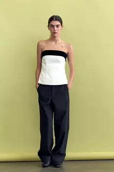 Брюки с карманами-бочками ZARA, черный