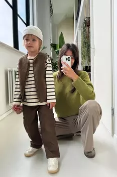 Брюки с карманами ZARA, коричневый