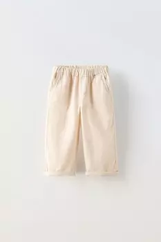 Брюки с карманом крючком ZARA, экрю