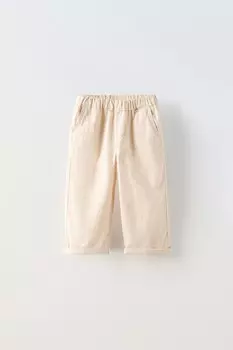 Брюки с карманом крючком ZARA, экрю