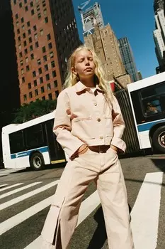 Брюки с карманом на молнии ZARA, светло-бежевый
