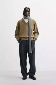 Брюки с контрастной отстрочкой ZARA, темно-синий