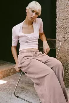 Брюки с контрастными ребличными деталями ZARA, лиловый