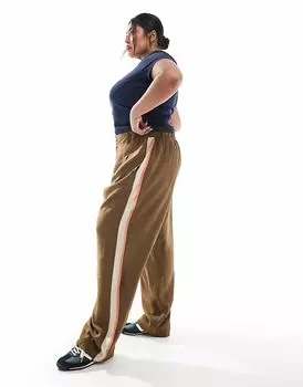 Брюки с контрастными вставками ASOS DESIGN Curve, приталенные по фигуре, цвета мокко